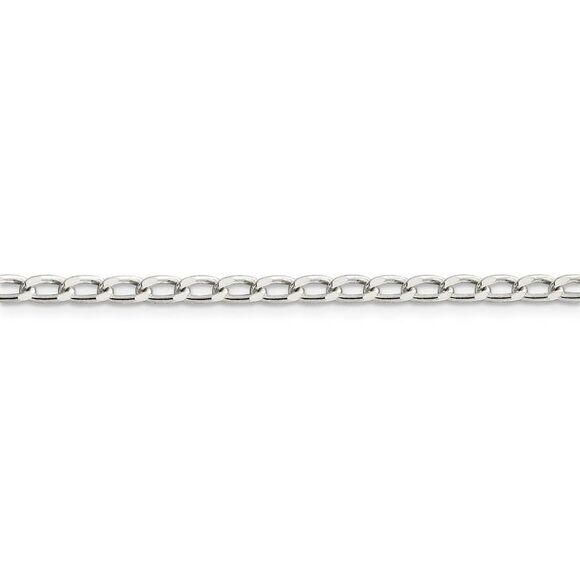 Rhodium Plated Sterling Silver 3.2mm Open Curb Chain Anklet, 10 Inch - Picture 2 of 6